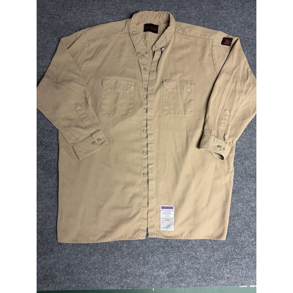 DRIFIRE Shirt Mens 4XL Beige Flame Resistant FR Twill Button Up Workwear